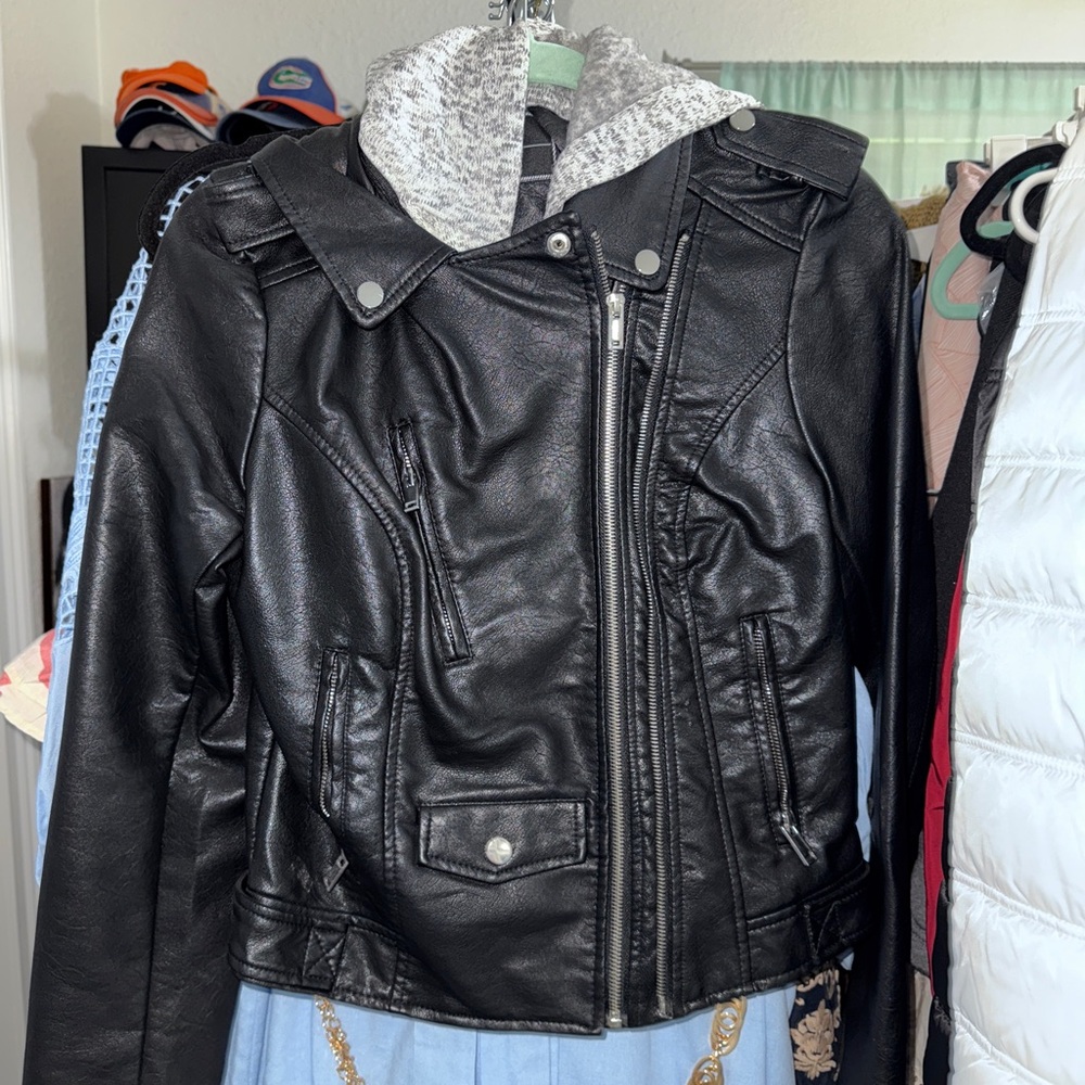 Black Faux Leather Women's Jacket